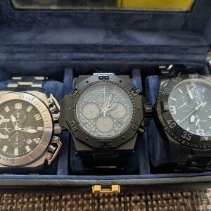 3 Invicta Chronograph Watches 48 50 MM All Working PERFECT condition
